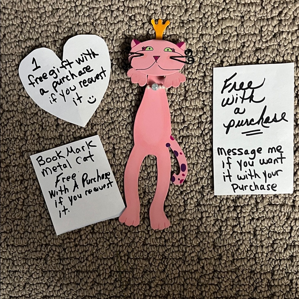 Pink Metal Cat Bookmark